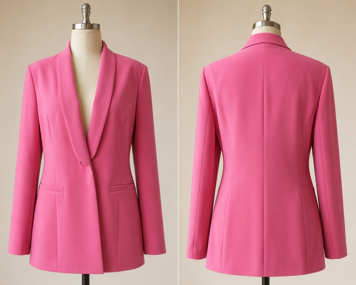 Rosé shawl-collar tailored blazer — developed by THELYSH Atelier