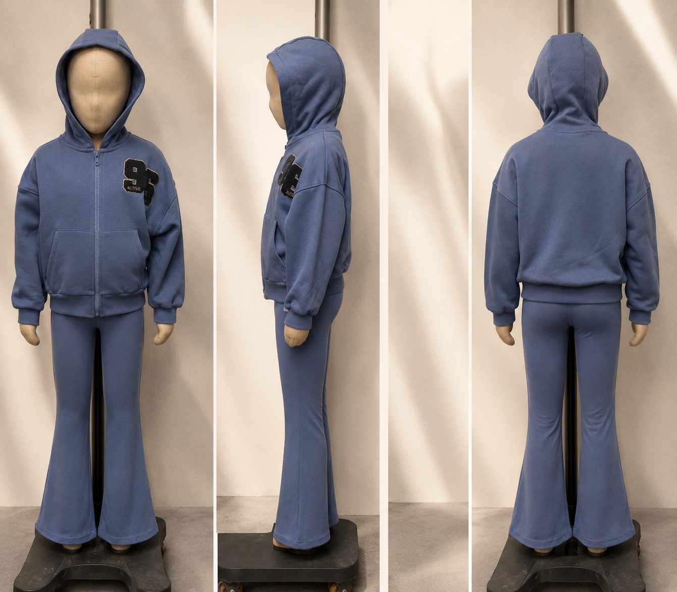 Remi hoody and flare pant set in slate blue — developed by THELYSH Atelier