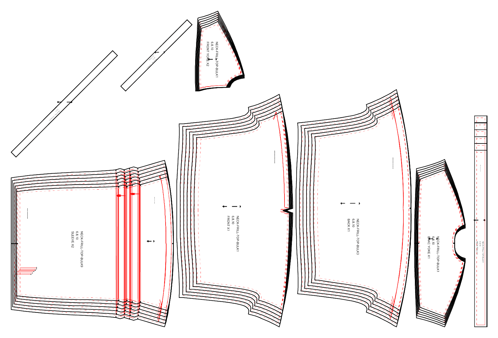 Graded pattern nest across the size range