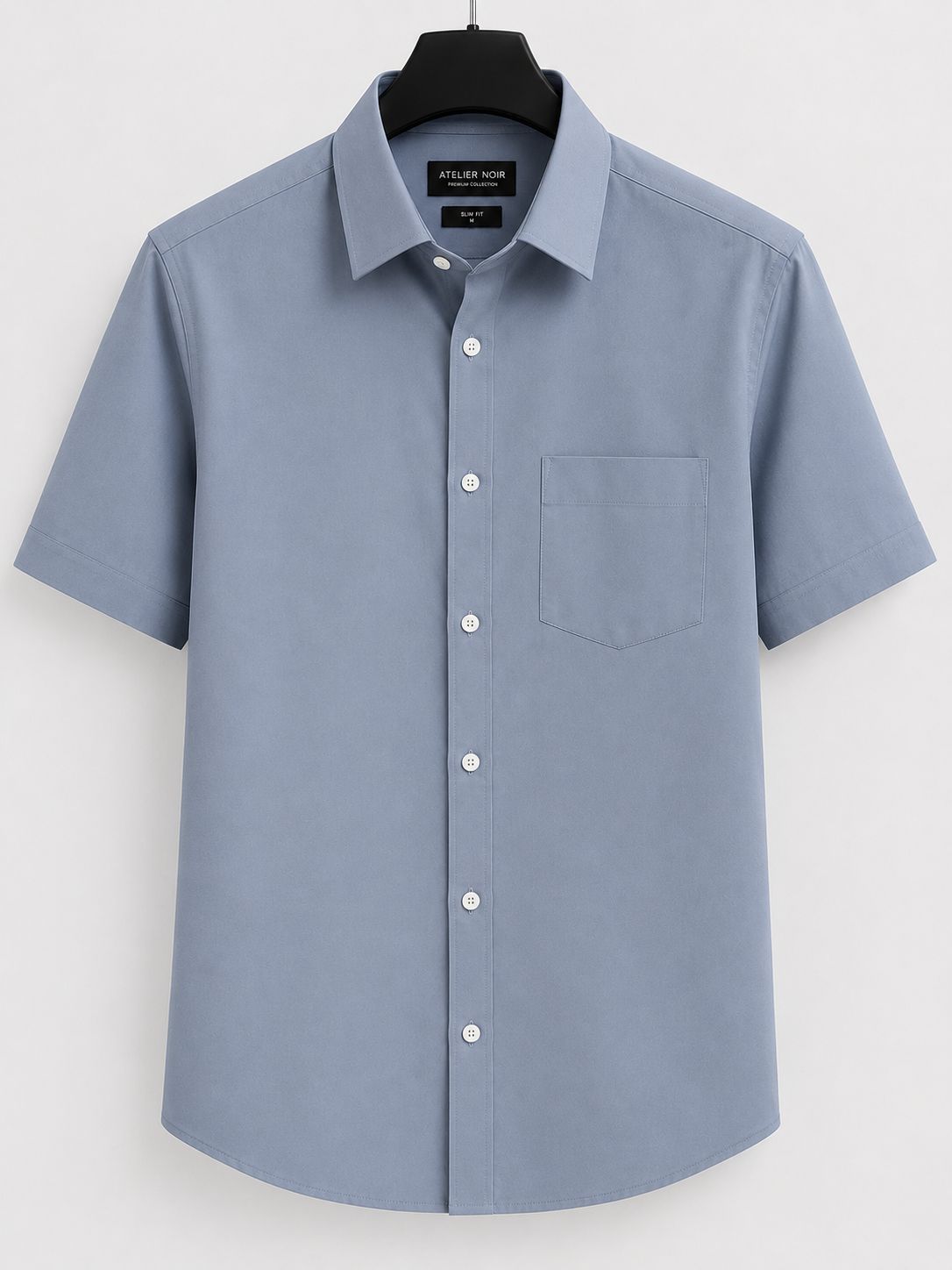 Short-sleeve shirt in grey-blue